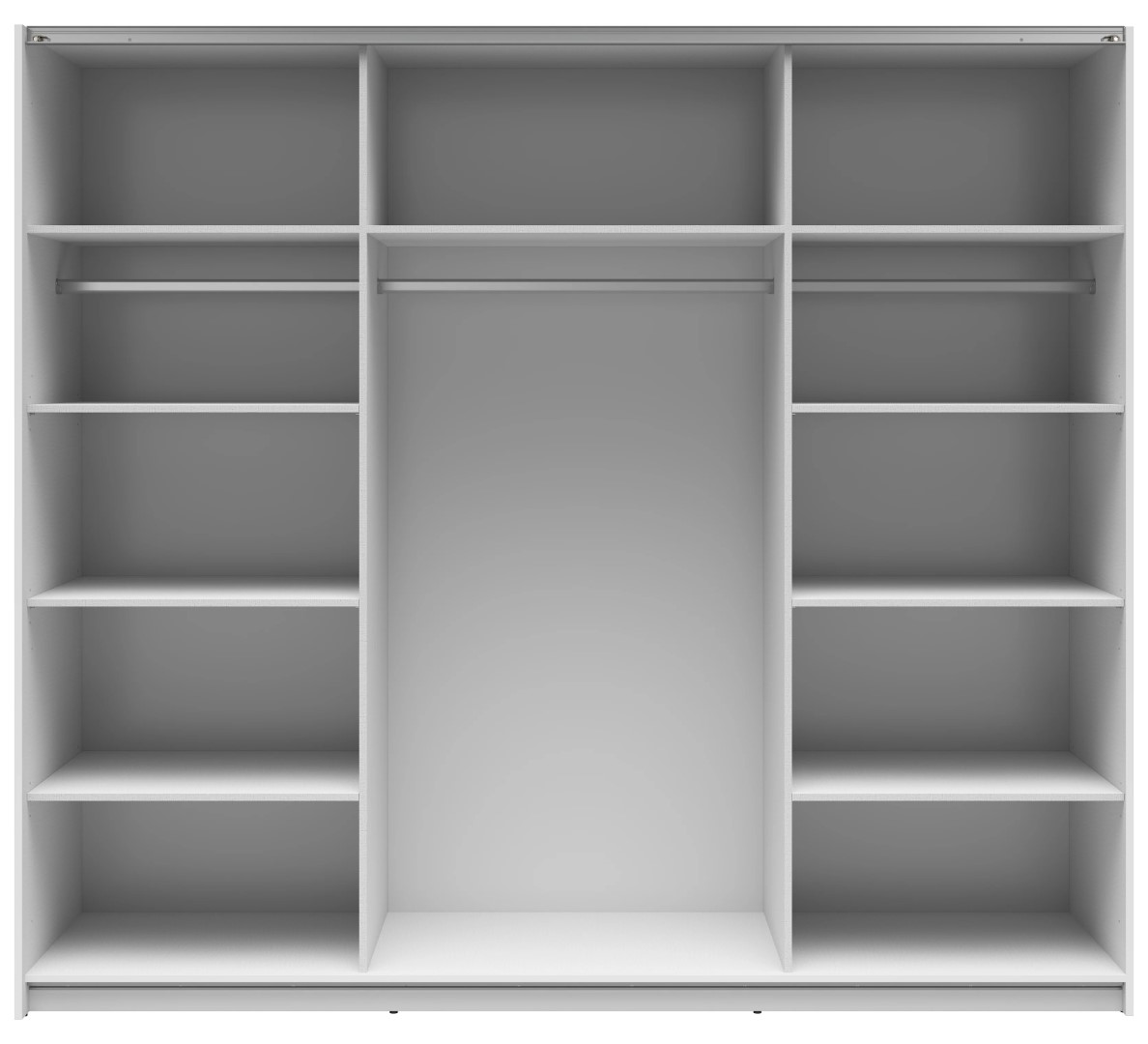 Skapis ar bīdāmām durvīm un diviem spoguļiem TETRIX 220 cm balts, spīdīgs — 3 attēls
