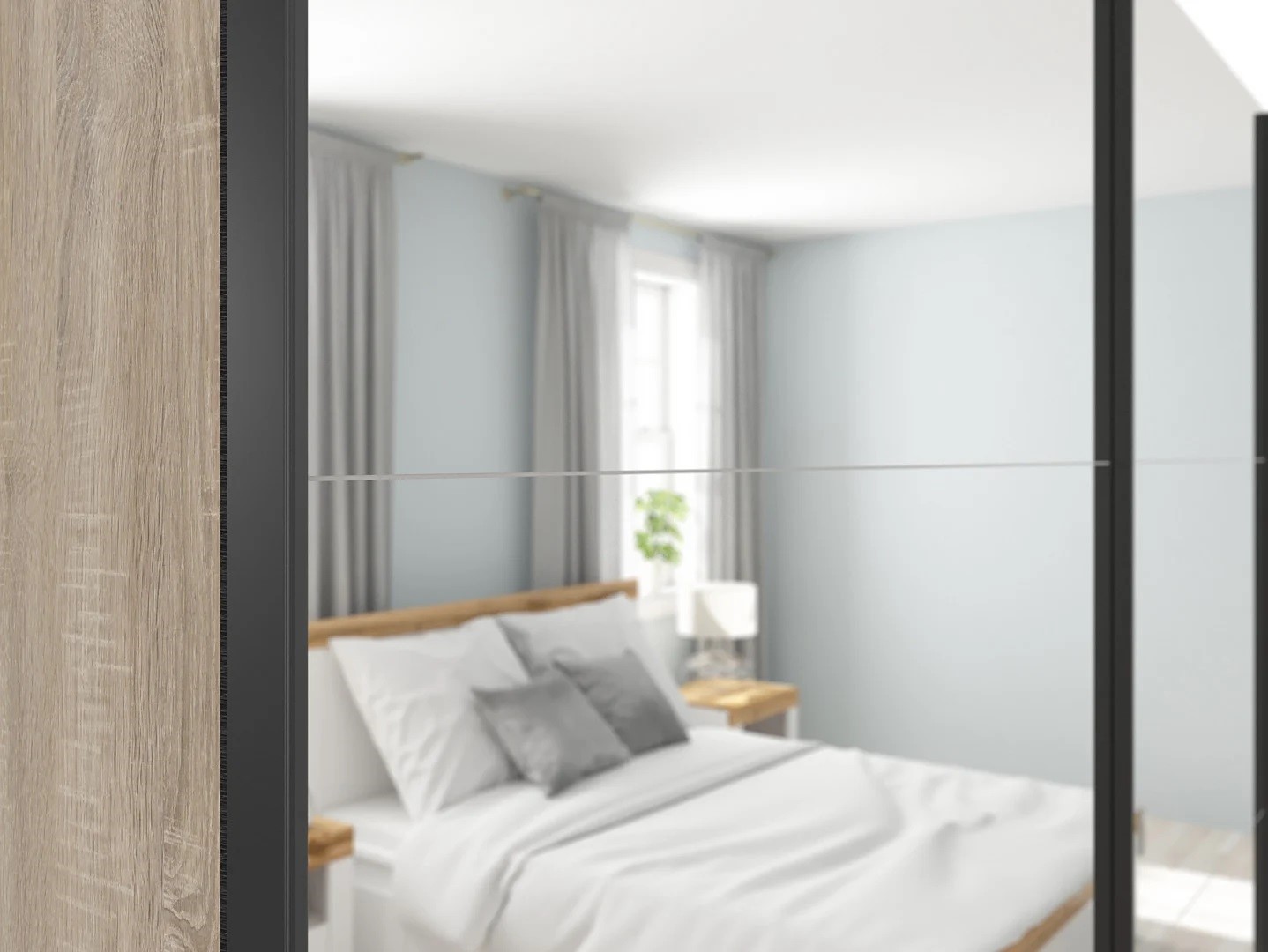 TETRIX skapis ar bīdāmām durvīm un diviem spoguļiem, 220 cm, sonoma ozols — изображение 4