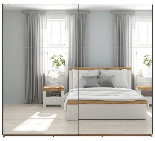 Skapis ar bīdāmām durvīm un diviem spoguļiem TETRIX 220 cm Wotan ozols