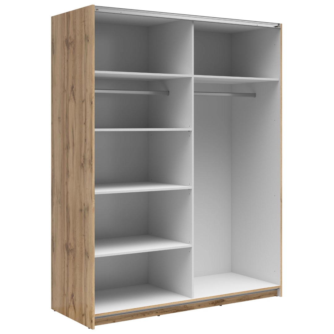 TETRIX skapis ar bīdāmām durvīm un spoguli, 153 cm, Wotan ozols — 2 attēls