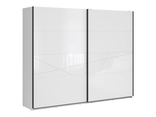 Skapis ar bīdāmām fasādēm 270 FORN 270 cm balts spīdīgs