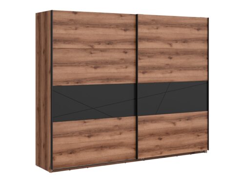 Skapis ar bīdāmām fasādēm 270 FORN 270 cm Delano tumšs ozols/matēti melns