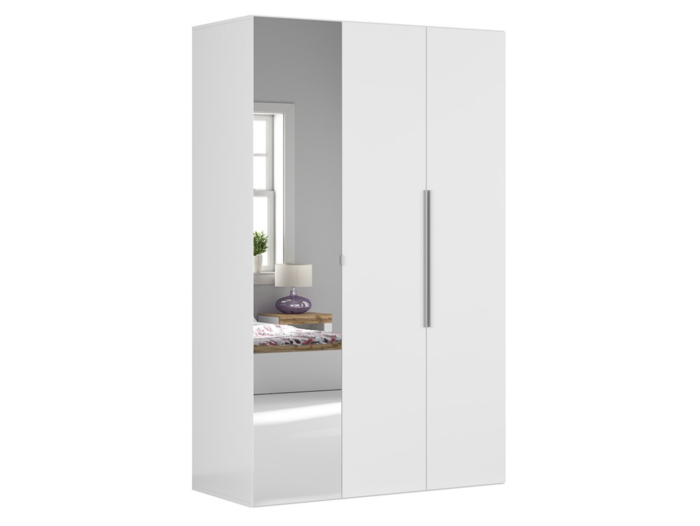 Trīsdurvju skapis ar spoguli FLEX 150 cm, balts