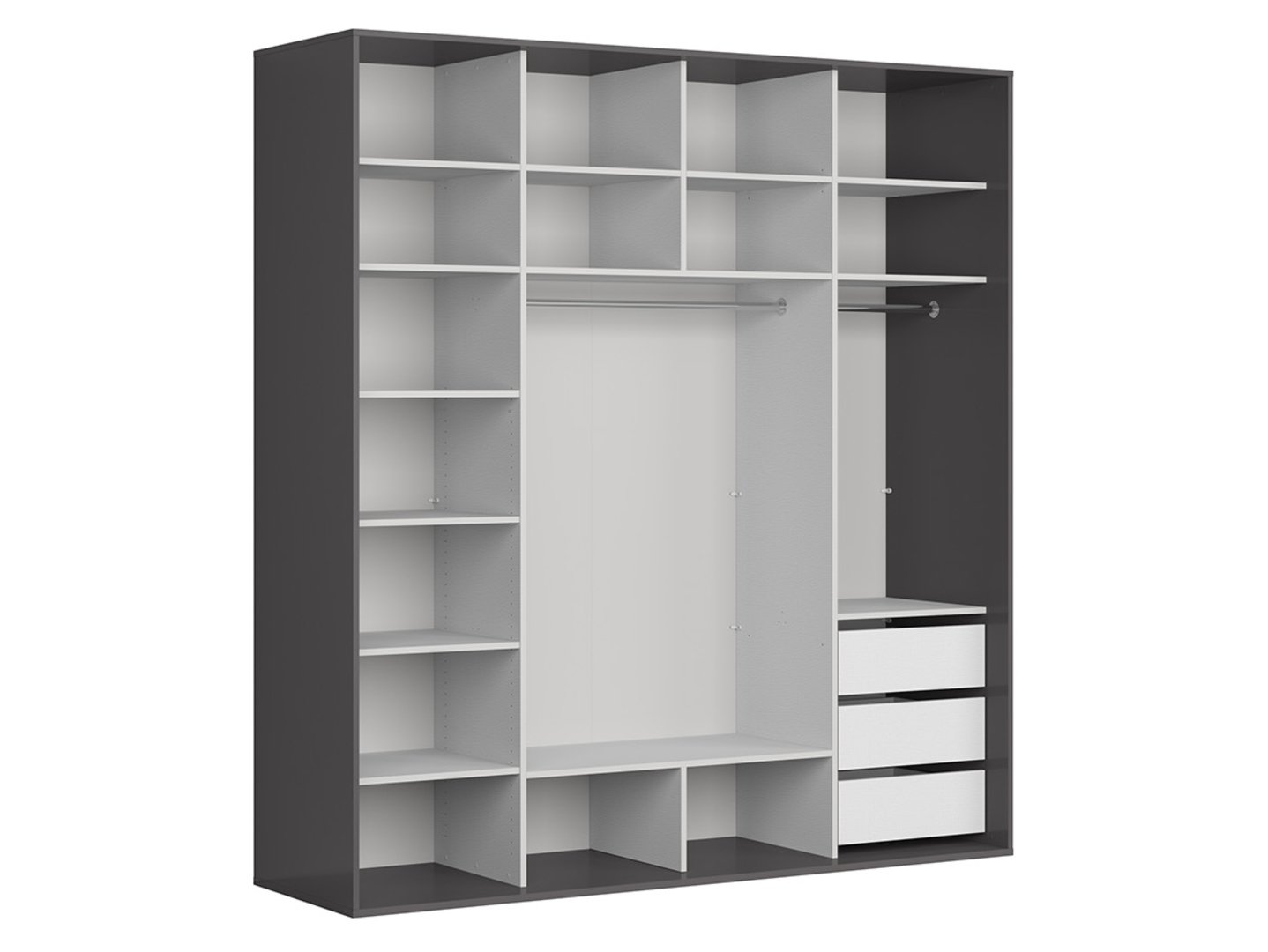 FLEX skapis ar bīdāmām durvīm, 220 cm, grafīta/spīdīgi melns — изображение 2
