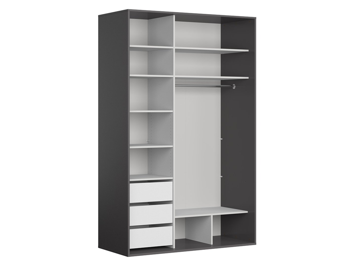 FLEX skapis ar bīdāmām durvīm, 150 cm, grafīta/spīdīgi melns — изображение 2