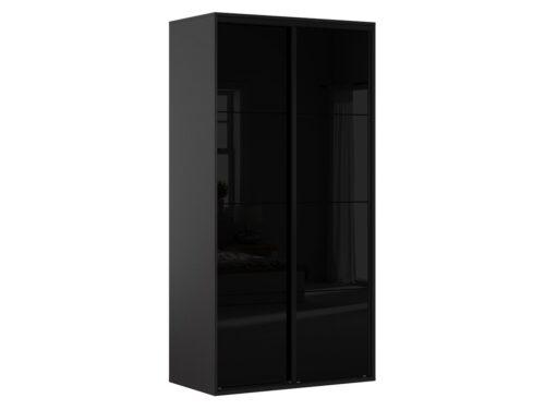 FLEX skapis ar bīdāmām durvīm, 120 cm, grafīta/spīdīgi melns