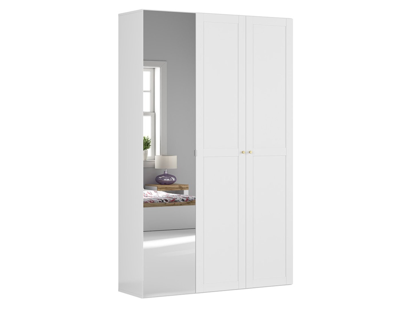 Trīsdurvju skapis ar spoguli FLEX 150 cm, balts