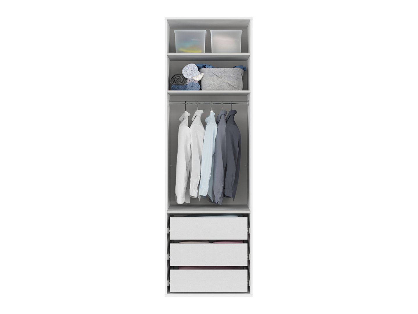 FLEX 75 cm divu durvju skapis ar spoguli, balts — изображение 4