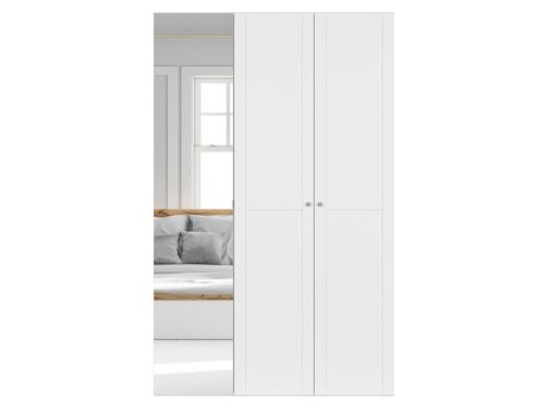 FLEX trīsdurvju skapis ar spoguli, 150 cm, balts/pelēks