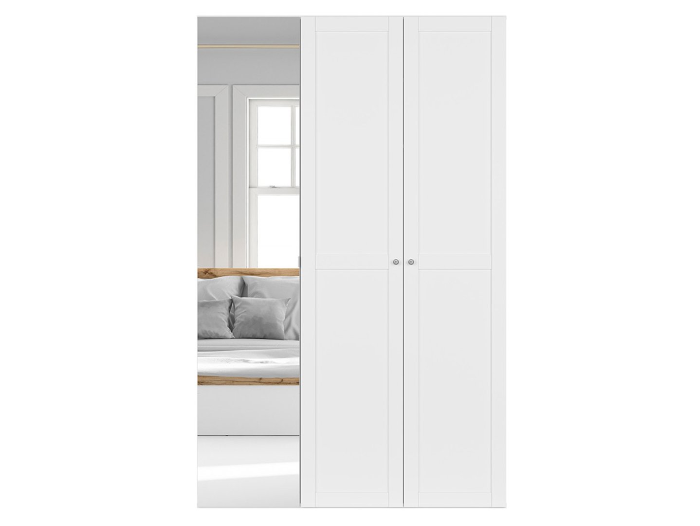 FLEX trīsdurvju skapis ar spoguli, 150 cm, balts/pelēks