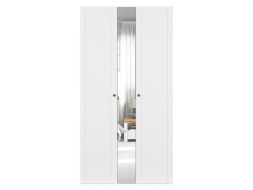 FLEX trīsdurvju skapis ar spoguli, 125 cm, balts/pelēks