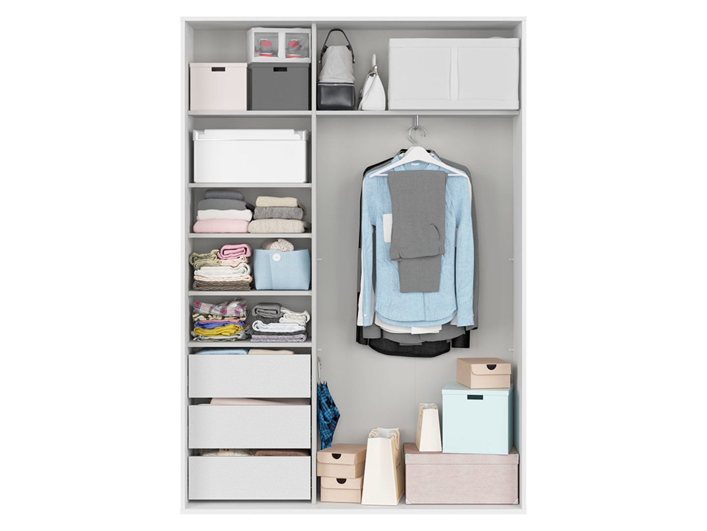 FLEX skapis ar bīdāmām durvīm, 150 cm, balta/Wotan ozols — изображение 2