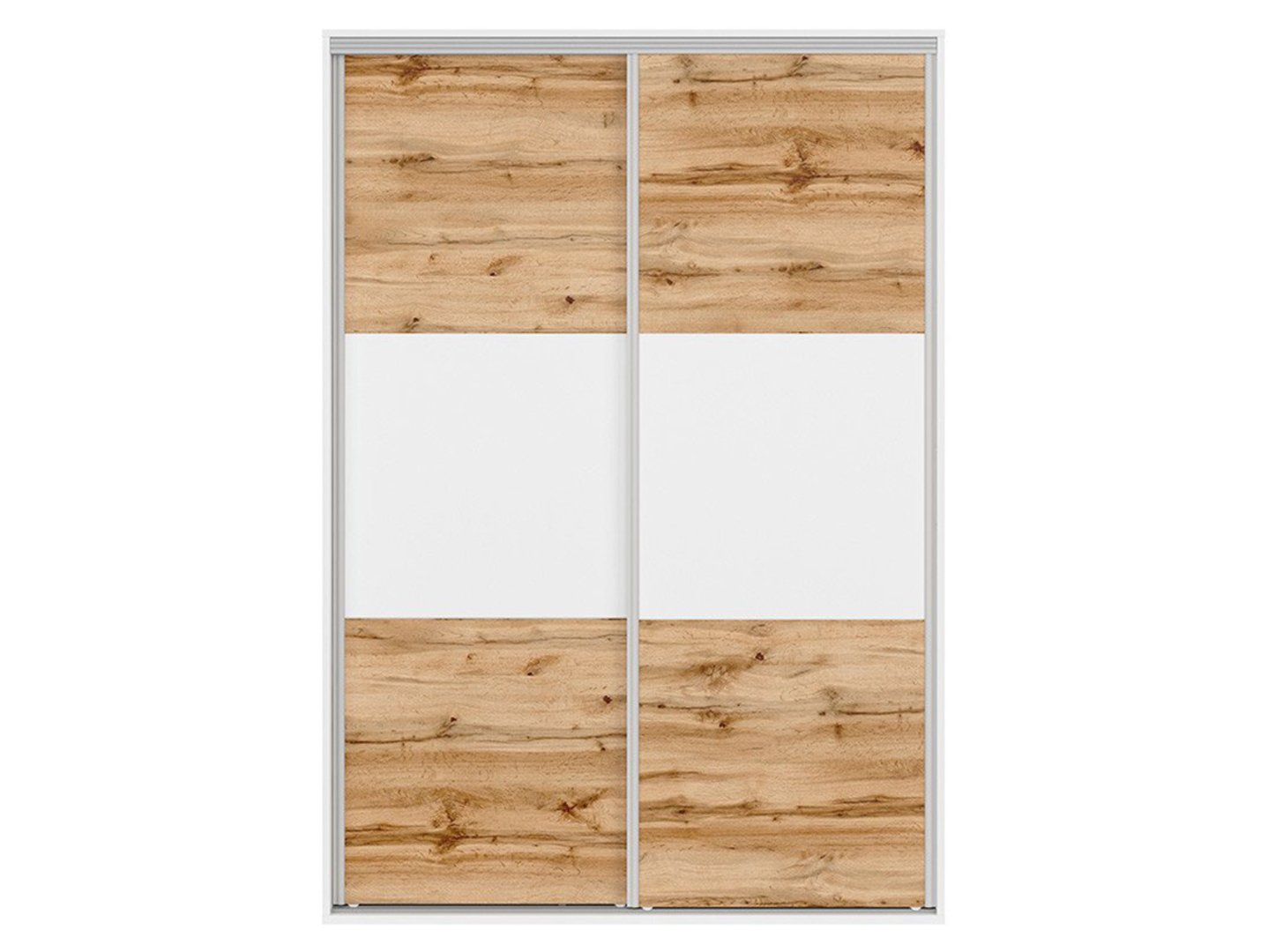 FLEX skapis ar bīdāmām durvīm, 150 cm, balta/Wotan ozols — изображение 5
