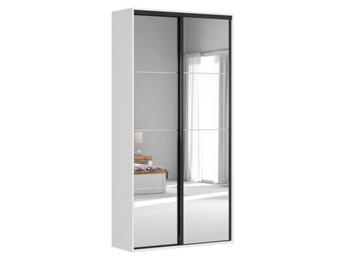 Skapis ar bīdāmām durvīm un spoguļiem FLEX 120 cm balts/pelēks