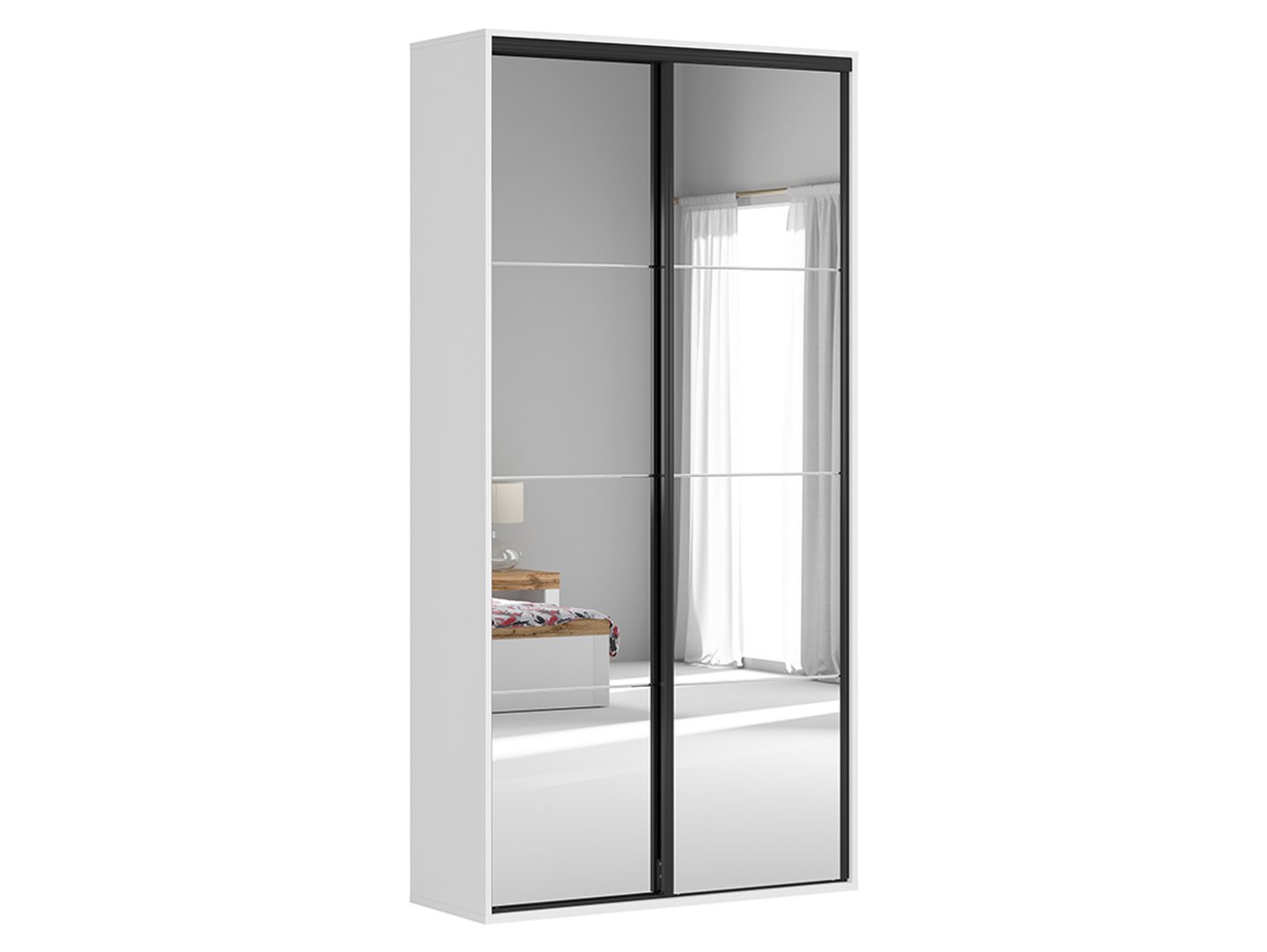 Skapis ar bīdāmām durvīm un spoguļiem FLEX 120 cm balts/pelēks
