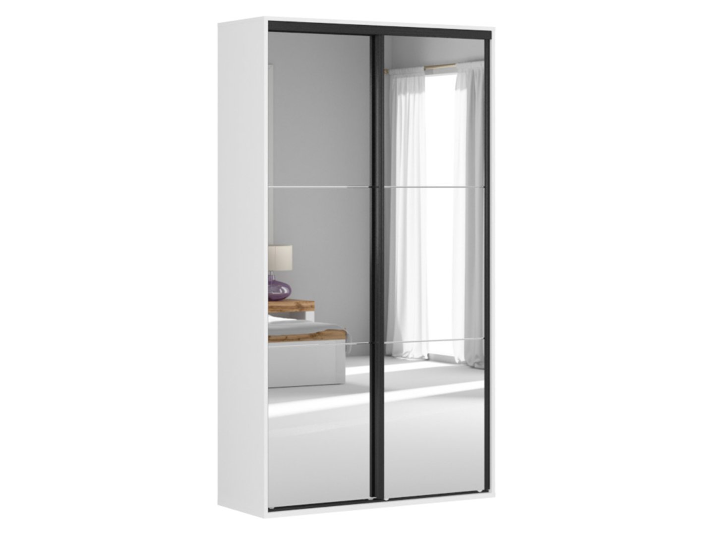 Skapis ar bīdāmām durvīm un spoguļiem FLEX 120 cm balts/pelēks