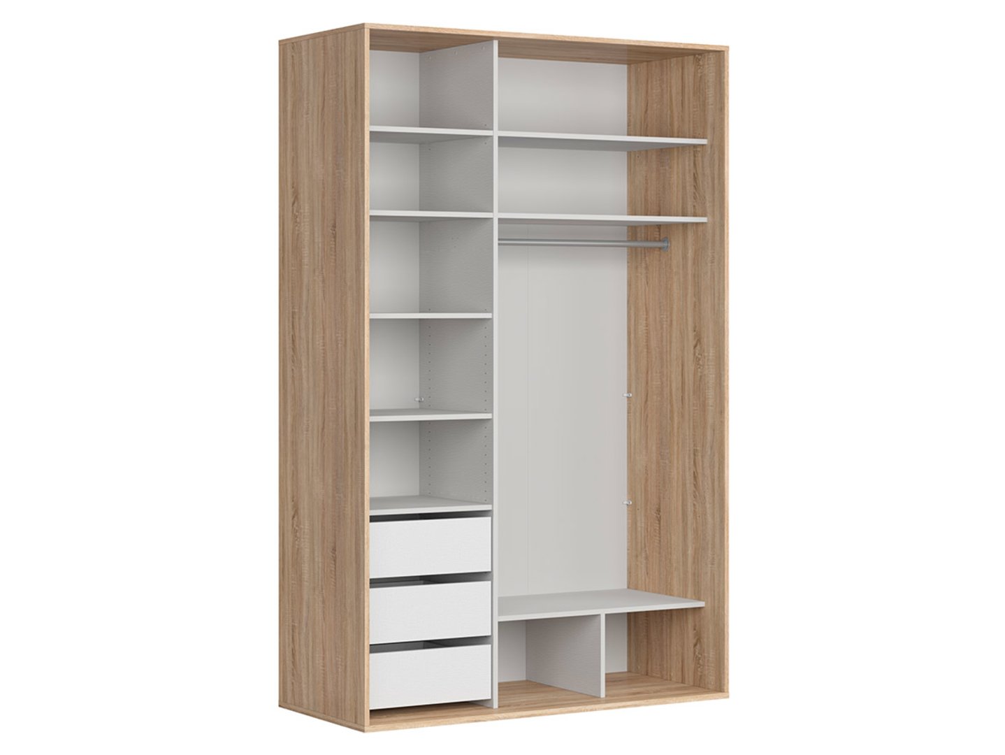 FLEX skapis ar bīdāmām durvīm un spoguļiem 150 cm, Sonoma ozols/pelēks — изображение 2