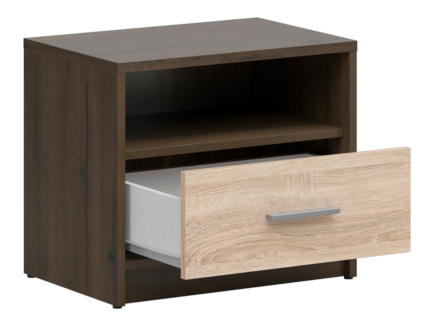 NEPO PLUS naktsskapītis ar atvilktni un plauktu, 49 cm, cēls ozols/somona ozols — 2 attēls