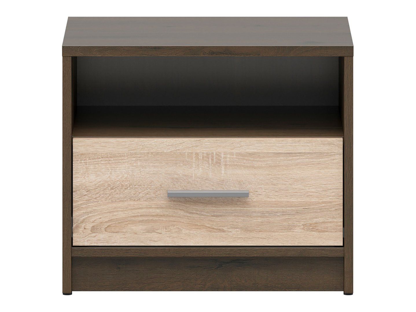 NEPO PLUS naktsskapītis ar atvilktni un plauktu, 49 cm, cēls ozols/somona ozols — 4 attēls