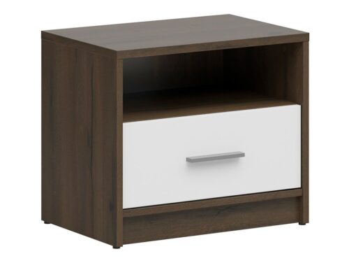 NEPO PLUS naktsskapītis ar atvilktni un plauktu, 49 cm, cēls ozols/balts