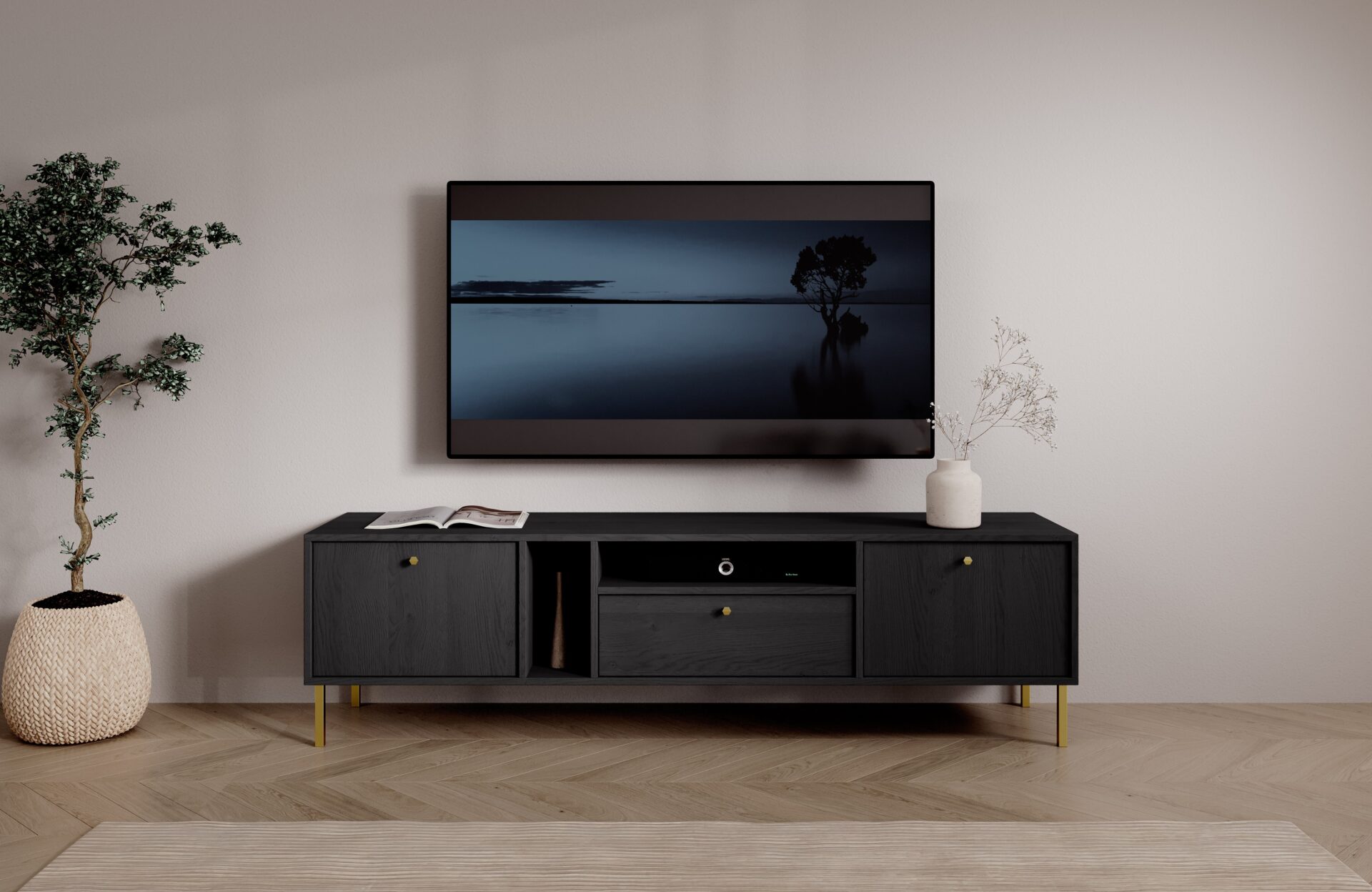 TV skapis 2D 1S Tili Black ADRK — 4 attēls