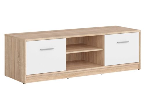NEPO PLUS divu durvju TV skapis 138,5 cm, klostera ozols/balts