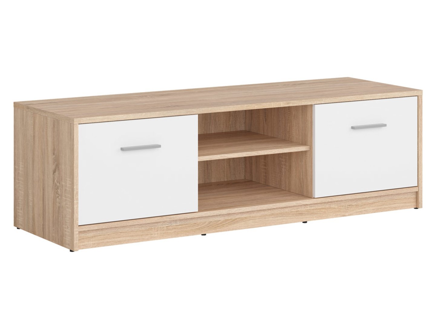 NEPO PLUS divu durvju TV skapis 138,5 cm, klostera ozols/balts