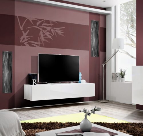 Fly 30 TV skapītis, balts/balts spīdīgs ASM