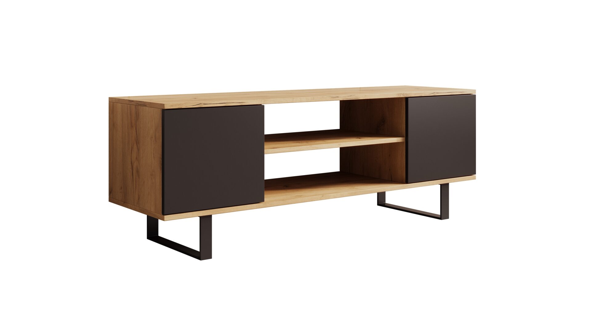Lofter TV skapis, 135 cm, ozols/melns, ADRK