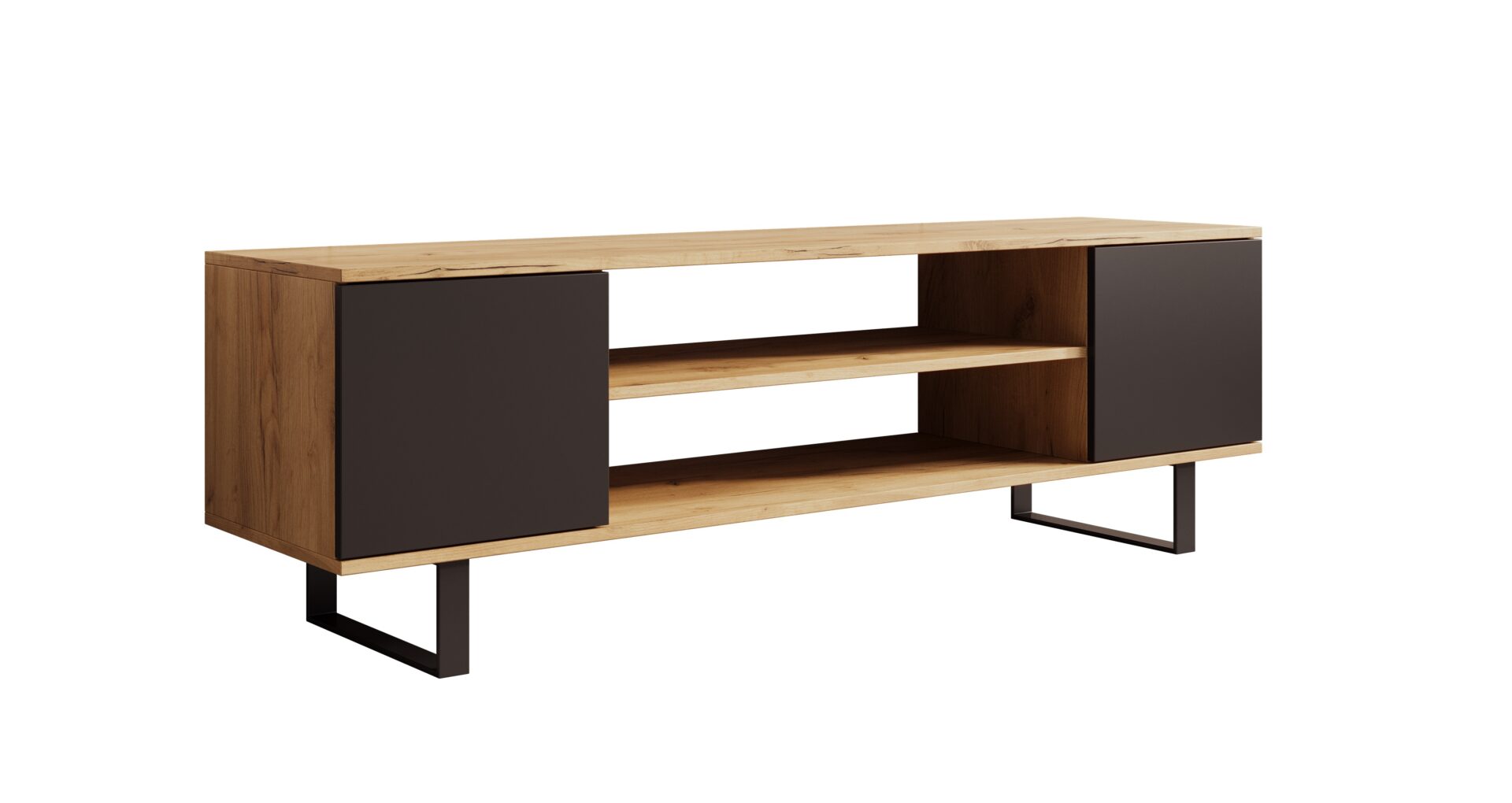 Lofter TV skapis, 155 cm, ozols/melns, ADRK