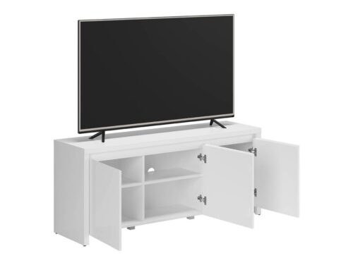 LARIOS trisdurvju TV skapis, 143 см, черный/spīdīgi balts