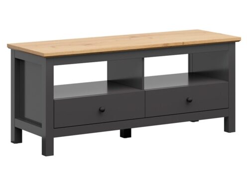 HESEN TV skapītis ar divām atvilktnēm, 137 cm, grafīta/mākslinieciskais ozols