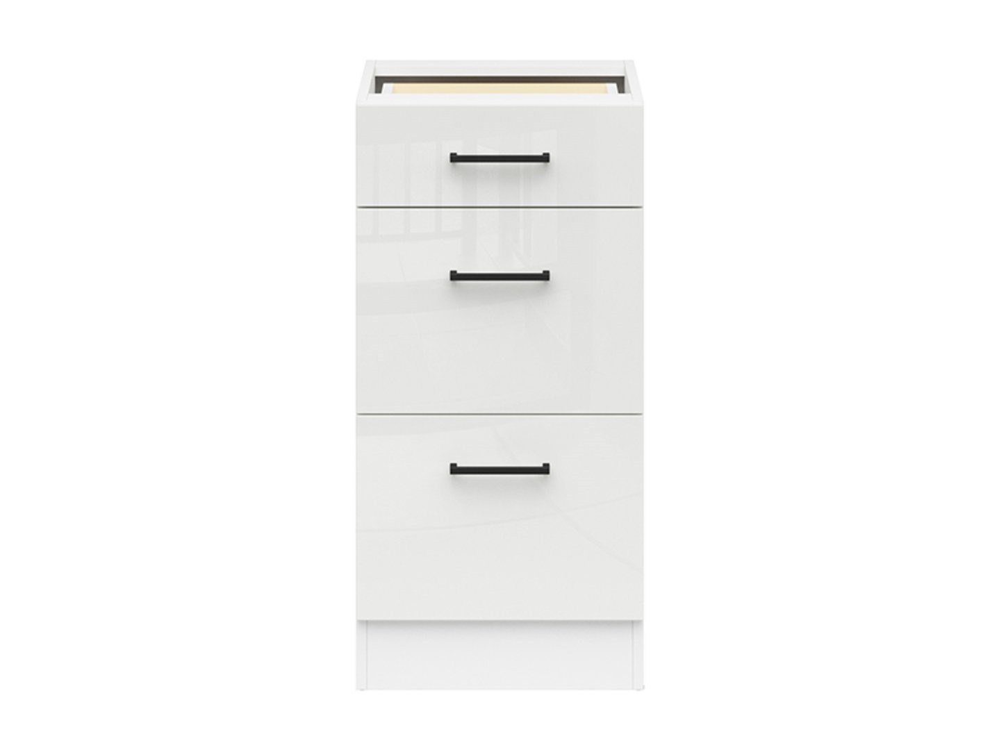 Grīdas skapis ar trim atvilktnēm, 40x82 cm, JUNONA LINE, balts/krīta spīduma krāsā — изображение 2