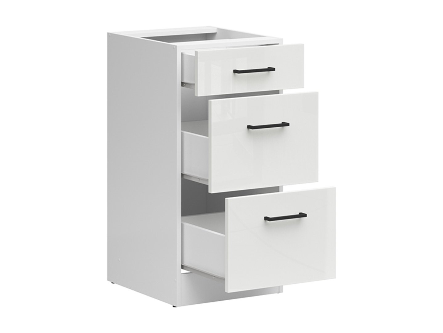 Grīdas skapis ar trim atvilktnēm, 40x82 cm, JUNONA LINE, balts/krīta spīduma krāsā — изображение 3