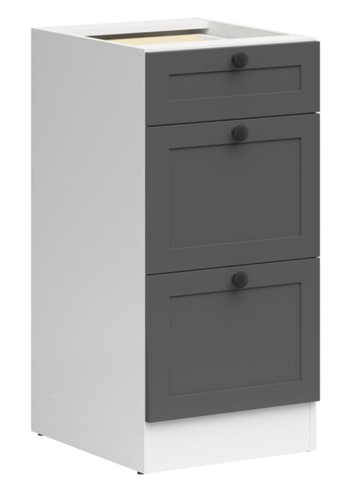 Brīvstāvošs skapis ar trim atvilktnēm, 40×82 cm, JUNONA LINE, balts/grafīts
