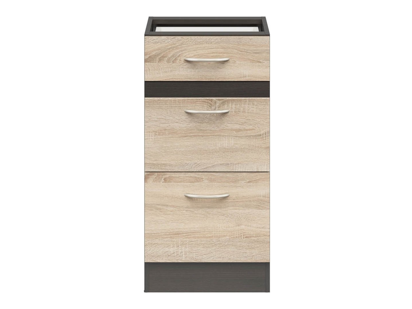 Grīdas skapis ar trim atvilktnēm, 40x82 cm, JUNONA LINE, venge/sonoma ozols — изображение 2