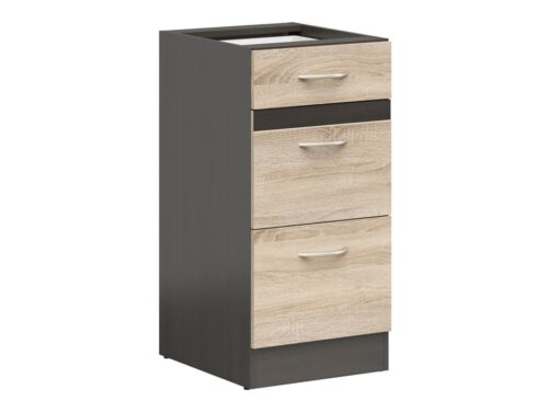 Grīdas skapis ar trim atvilktnēm, 40×82 cm, JUNONA LINE, venge/sonoma ozols