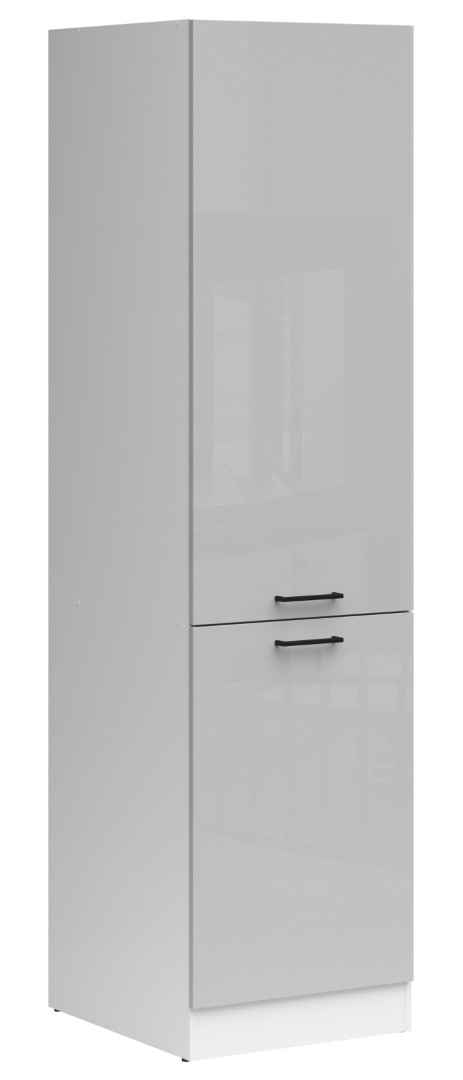 Augsts virtuves skapītis, kreisā kolonna, 50x195 cm, JUNONA LINE, balts/gaiši pelēks spīdīgs