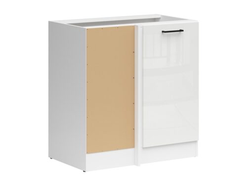 Kreisā stūra brīvstāvošs skapis 100×82 cm JUNONA LINE baltā/krīta spīdīgā krāsā