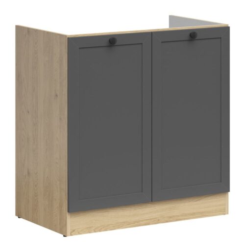JUNONA LINE brīvstāvošs izlietnes skapītis 80×82 cm, Bernstein ozols/grafīts
