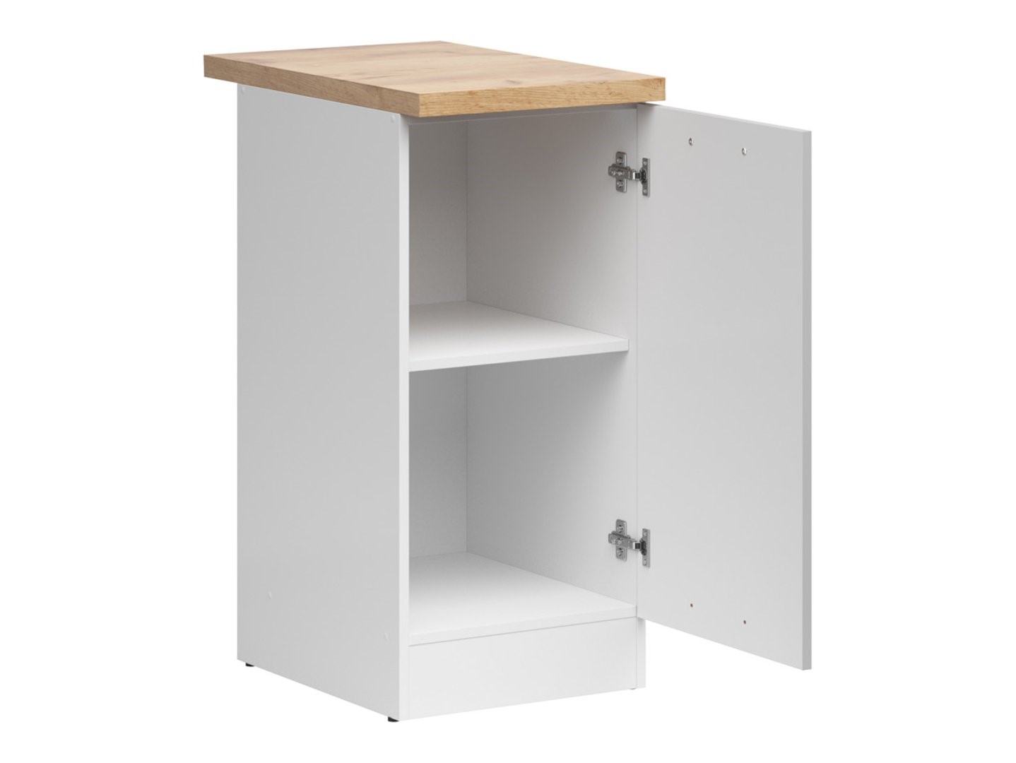 Iebūvējamais skapis labajā pusē ar darba virsmu 40x86 cm JUNONA LINE balts/gaiši pelēks spīdīgs — изображение 3