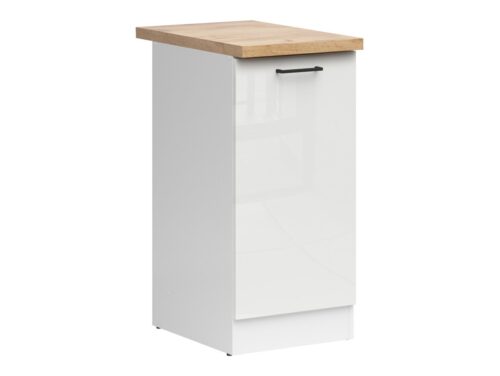 Iebūvējamais skapis labajā pusē ar darba virsmu 40×86 cm JUNONA LINE baltā/krīta spīdīgā krāsā