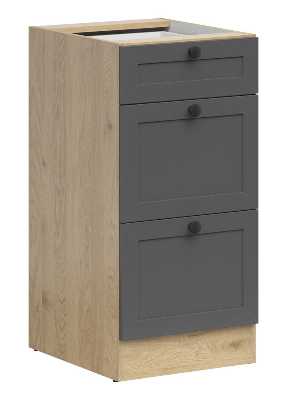 Stāvskapis ar trim atvilktnēm 40x86 cm JUNONA LINE Bernstein ozols/grafīts