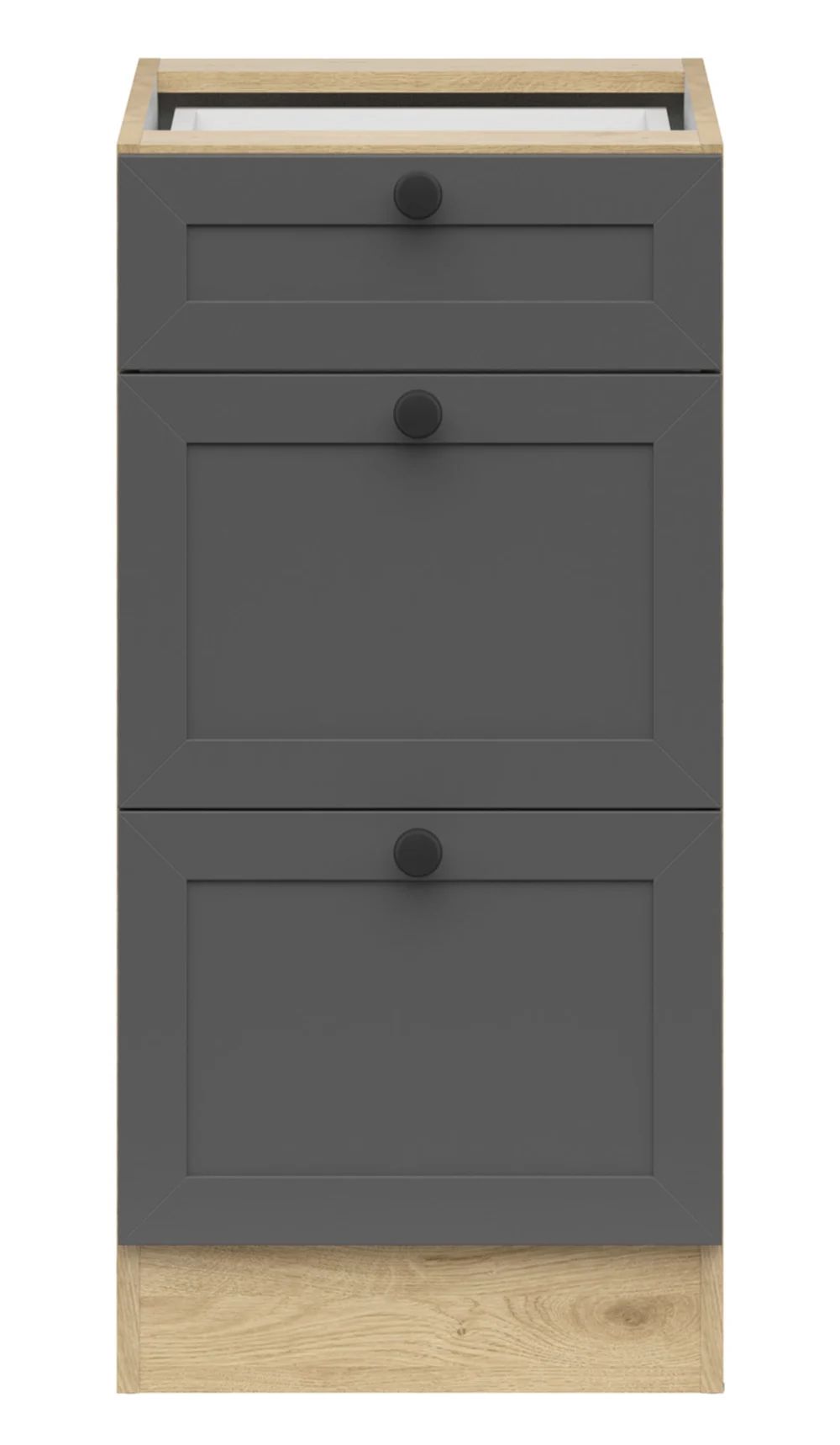 Stāvskapis ar trim atvilktnēm 40x86 cm JUNONA LINE Bernstein ozols/grafīts — изображение 2
