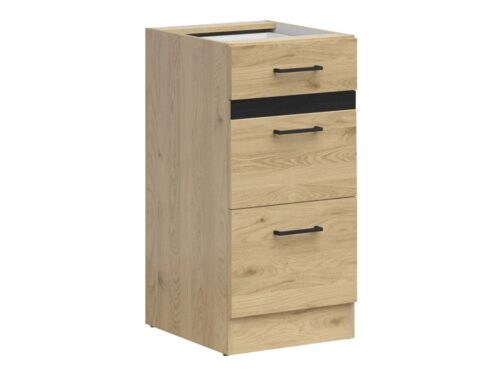 Grīdas skapis ar trim atvilktnēm, 40×86 cm, JUNONA LINE, ozolkoka krāsa Bernstein/ozolkoka krāsa Bernstein