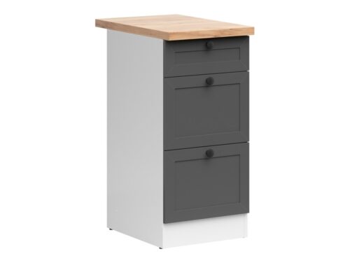 Brīvstāvošs skapis ar trim atvilktnēm un galda virsmu 40×86 cm JUNONA LINE baltā/grafīta krāsā