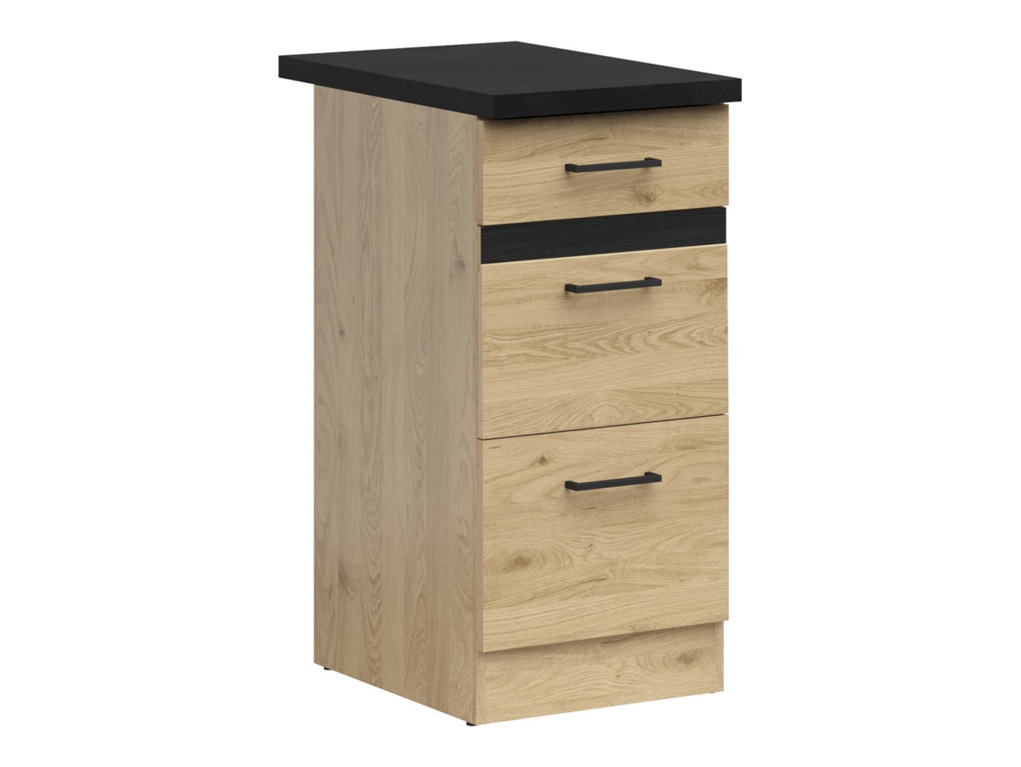 Stāvskapis ar trim atvilktnēm un galda virsmu 40x86 cm JUNONA LINE Bernstein ozols/Bernstein ozols