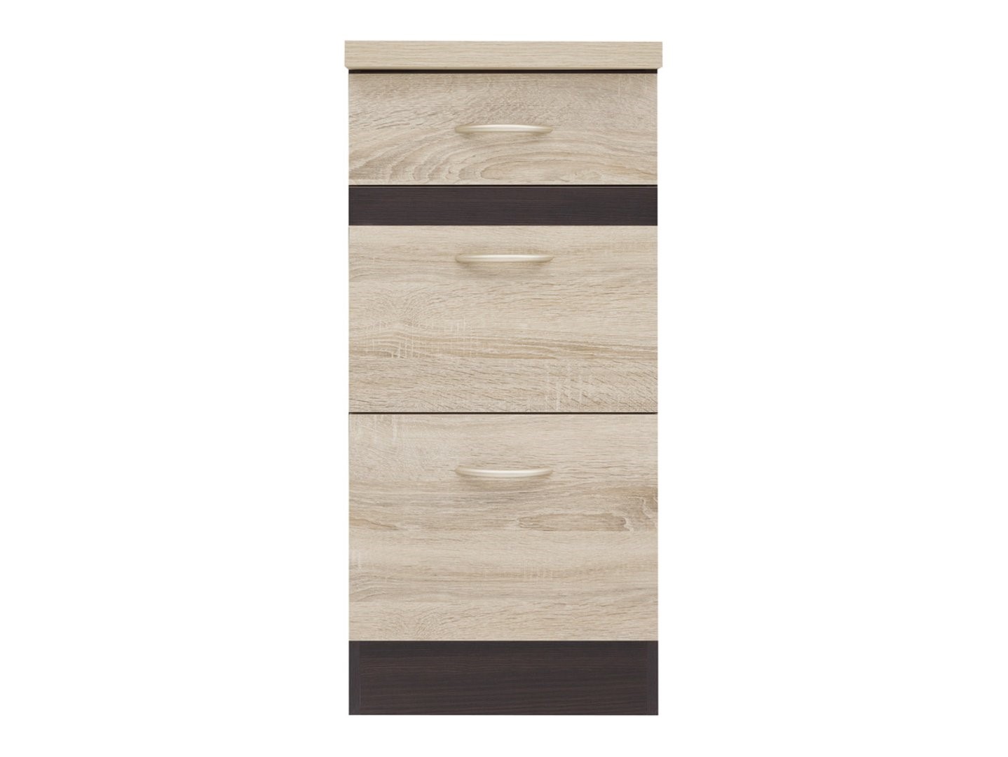 Grīdas skapis ar trim atvilktnēm un galda virsmu, 40x86 cm, JUNONA LINE, venge/sonoma ozols — изображение 2