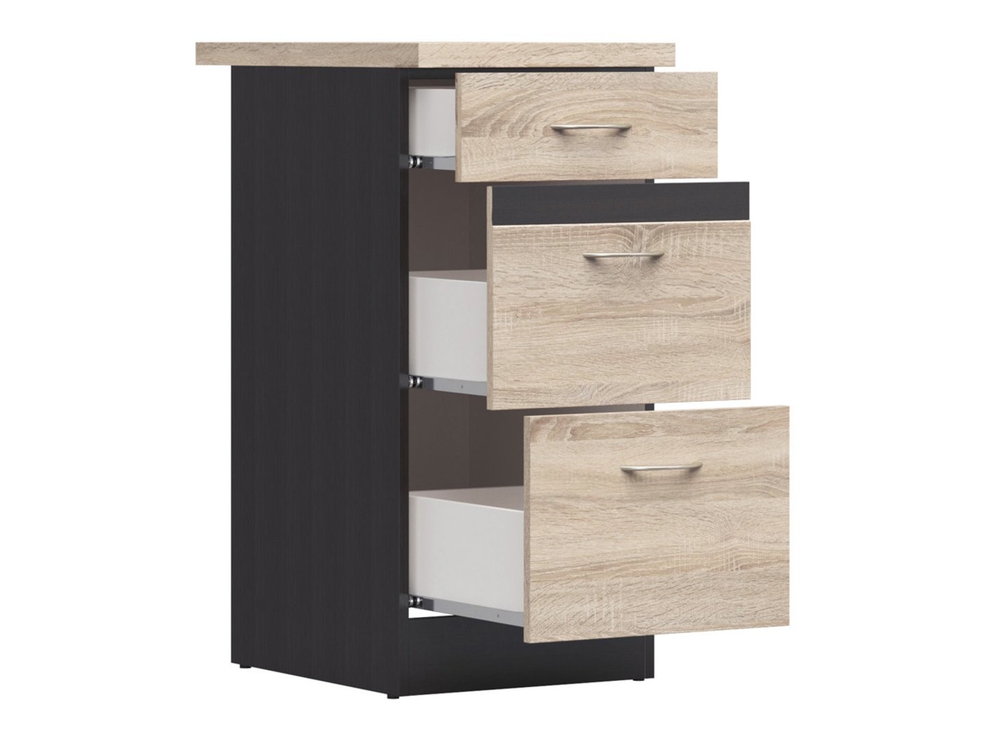 Grīdas skapis ar trim atvilktnēm un galda virsmu, 40x86 cm, JUNONA LINE, venge/sonoma ozols — изображение 3