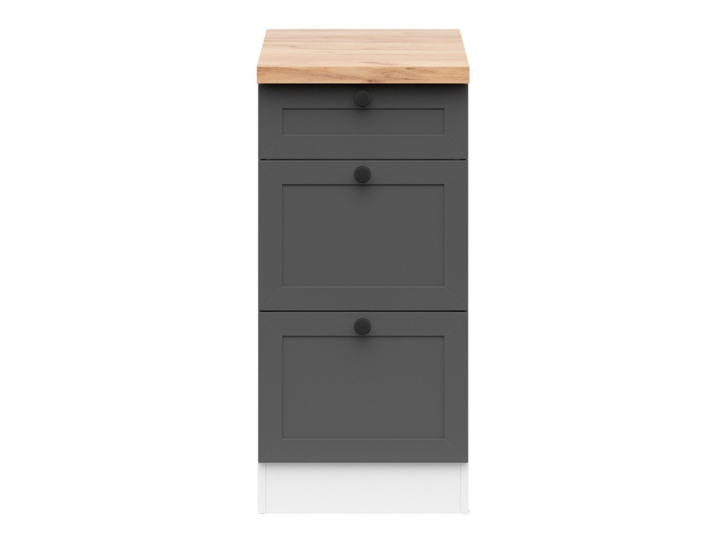 Brīvstāvošs skapis ar trim atvilktnēm un galda virsmu 40x86 cm JUNONA LINE baltā/grafīta krāsā — изображение 2